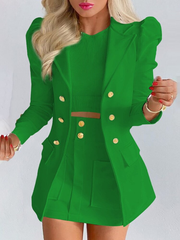 Women's Green 2 Piece Stylish Skirt Set  - D'Zani Fashion