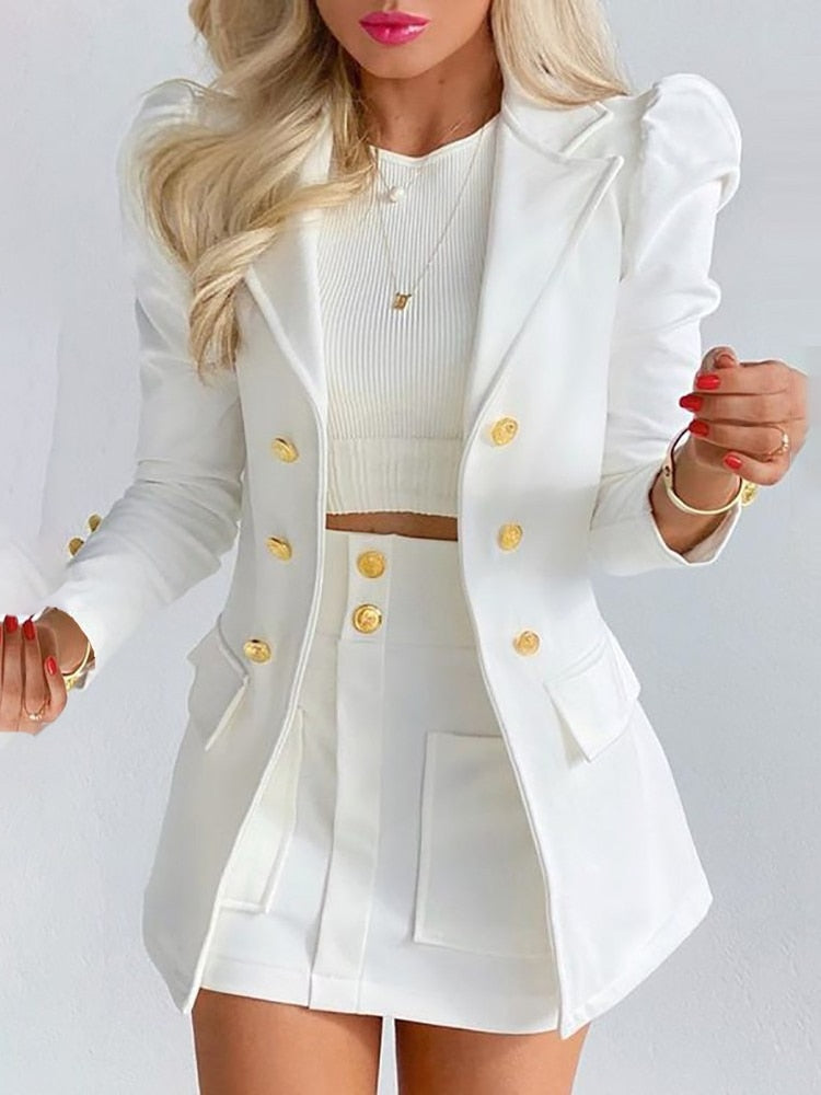 Women's White 2 Piece Stylish Skirt Set  - D'Zani Fashion
