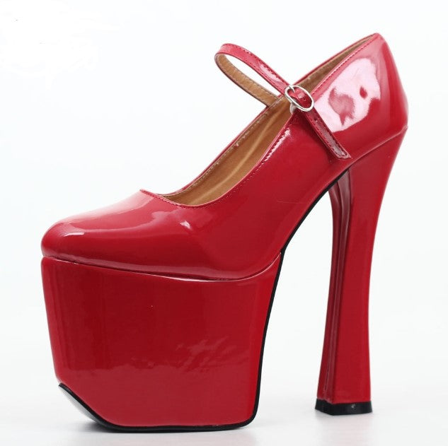 Women's Red Mary Jane Platform Pumps - D'Zani Fashion
