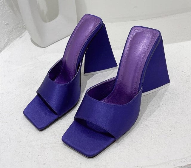 Women's Blue Purple Triangle Heel Shoes - D'Zani Fashion