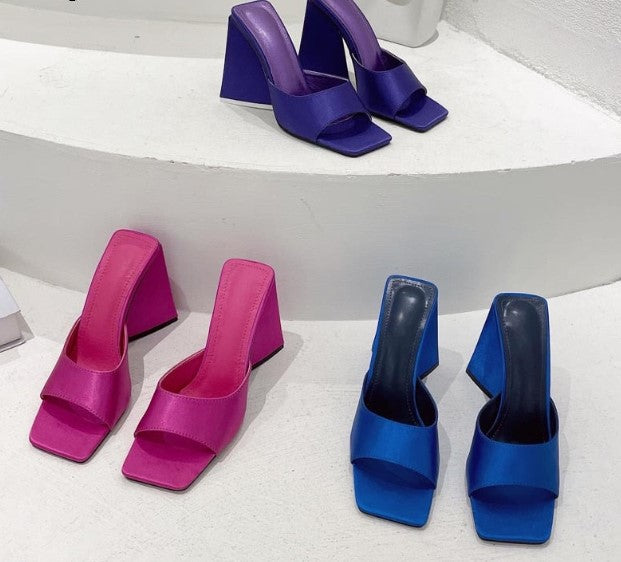 Women's Blue Purple Triangle Heel Shoes - D'Zani Fashion