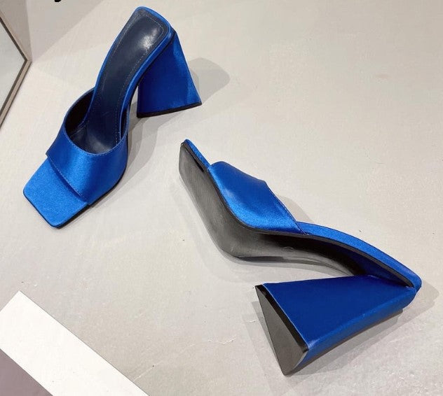 Women's Royal Blue Triangle Heel Shoes - D'Zani Fashion