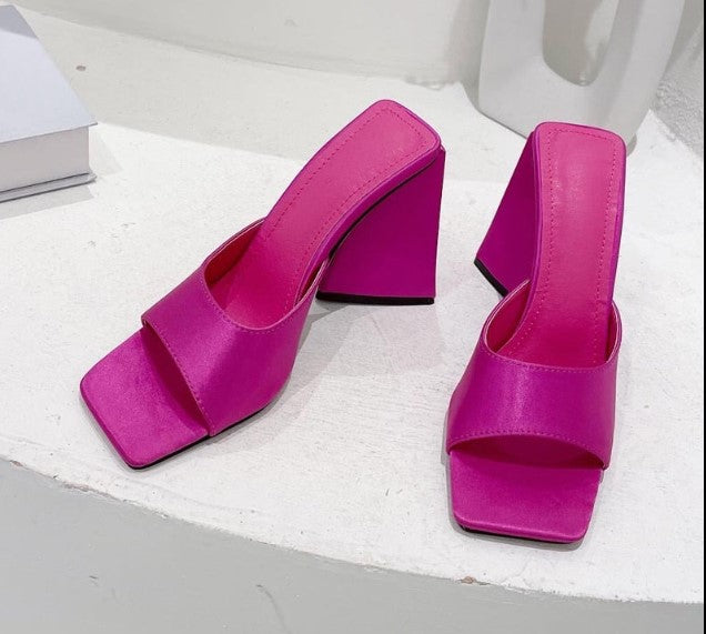 Women's Pink Triangle Heel Shoes - D'Zani Fashion