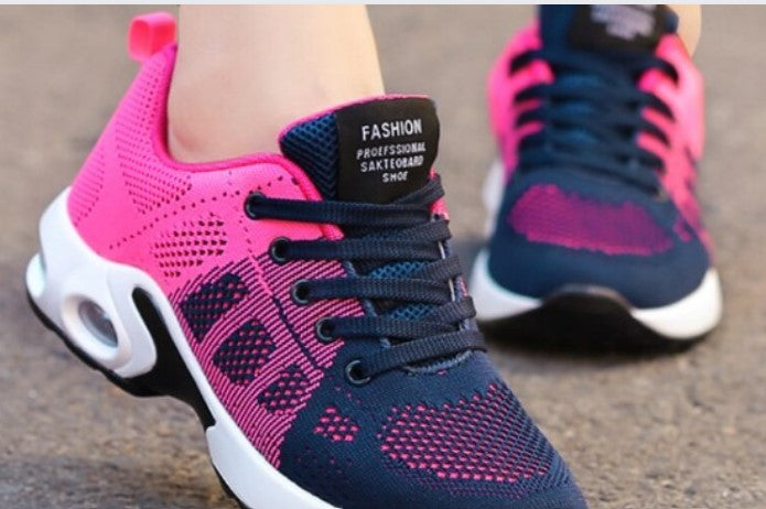 Women's Blue Pink Breathable Running Sneakers - D'Zani Fashion