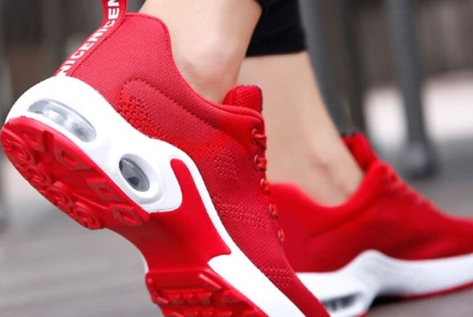 Women's Red Breathable Running Sneakers - D'Zani Fashion