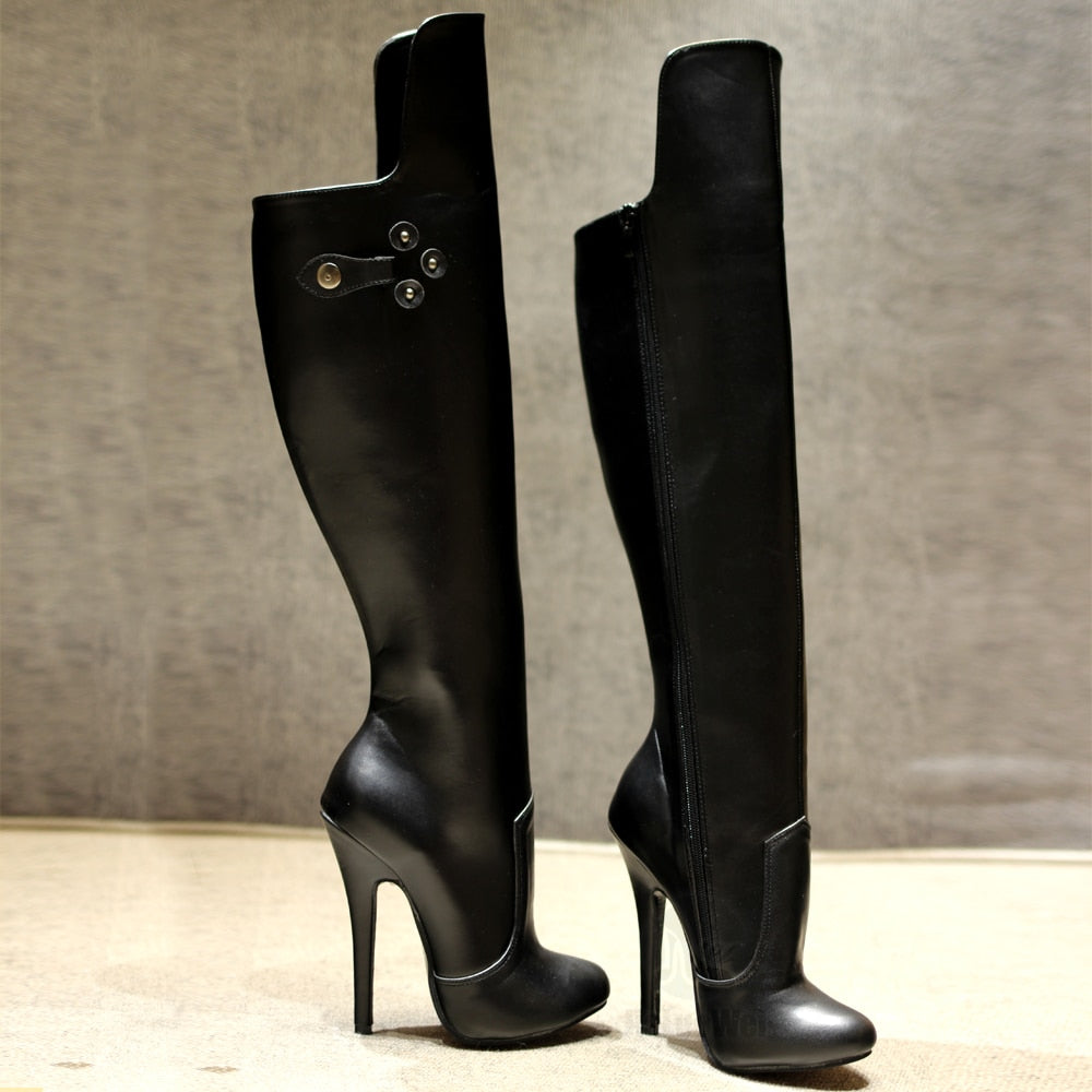 Women's Black Sexy Knee High Boots  - D'Zani Fashion