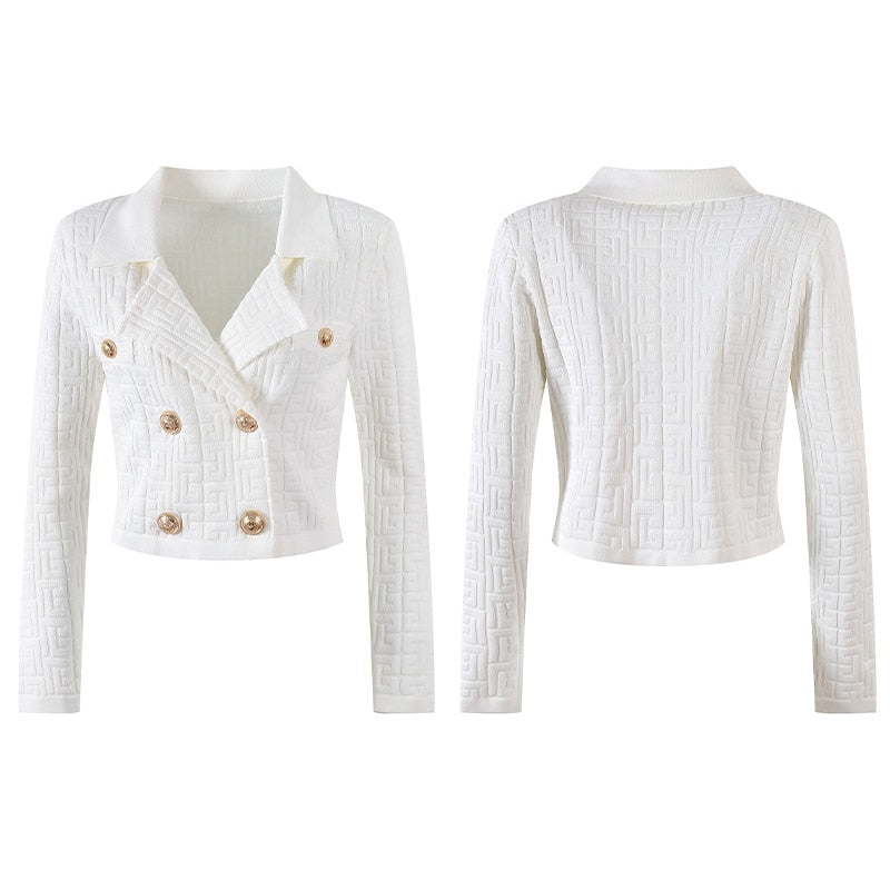 Women's White Casual Comfy Knitted Jacket - D'Zani Fashion  