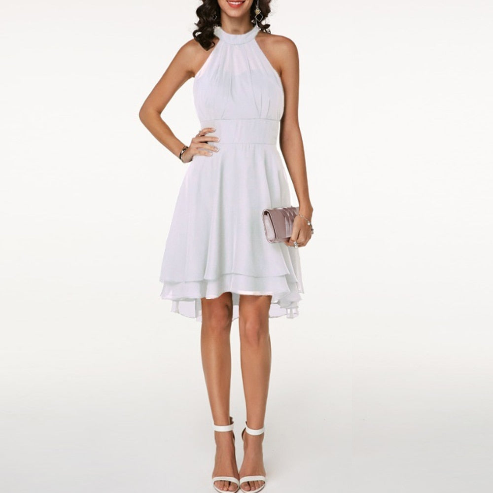 Women's White Sexy Sleeveless Plus Size Dress - D'Zani Fashion