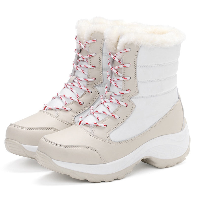 Women's White Waterproof Warm Ankle Boots - D'Zani Fashion