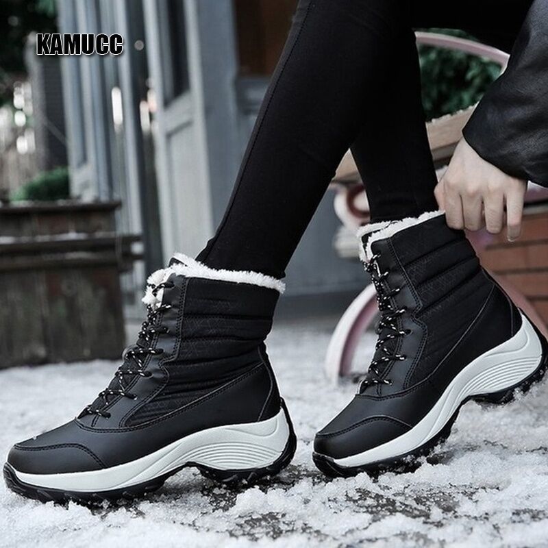 Women's Black Waterproof Warm Ankle Boots - D'Zani Fashion