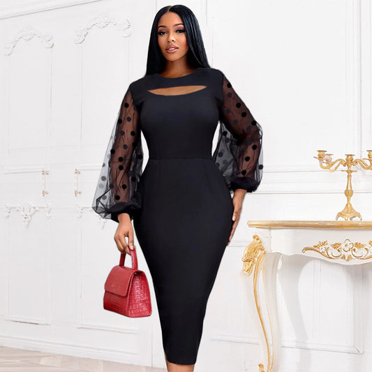 Women's Black Classy Plus Size Dress - D'Zani Fashion