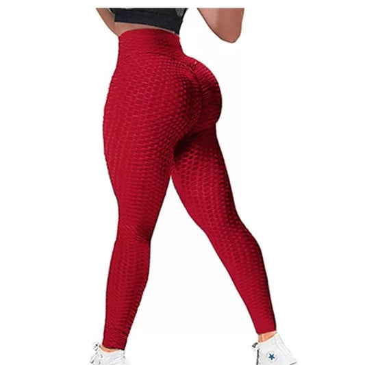 Women's Wine Red Sexy Booty Lifting Anti Cellulite Slimming Leggings - D'Zani Fashion