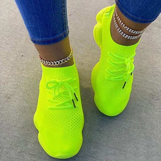 Women's Lime Mesh Breathable Sport Sneakers - D'Zani Fashion